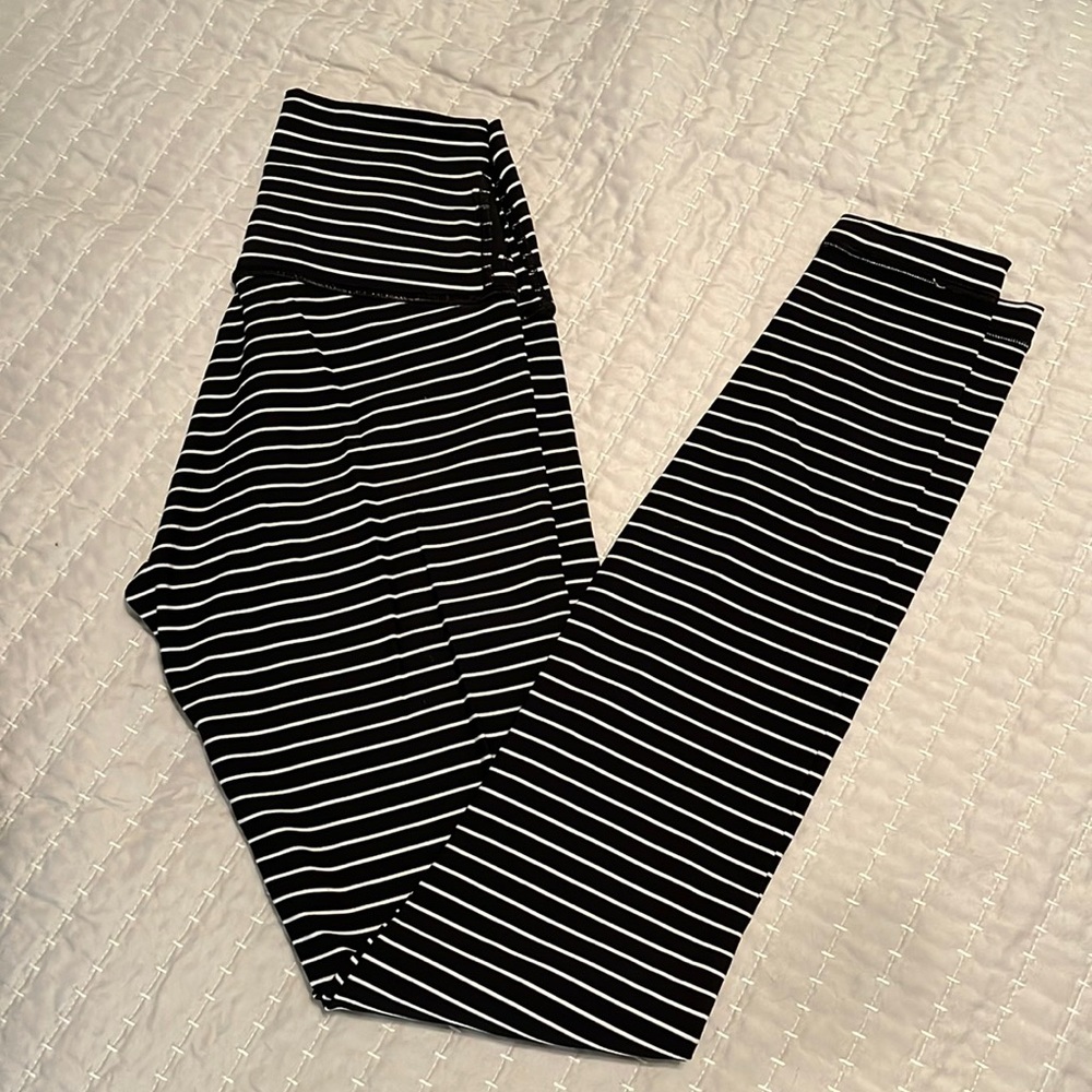 lululemon athletica Black and White Striped Leggings